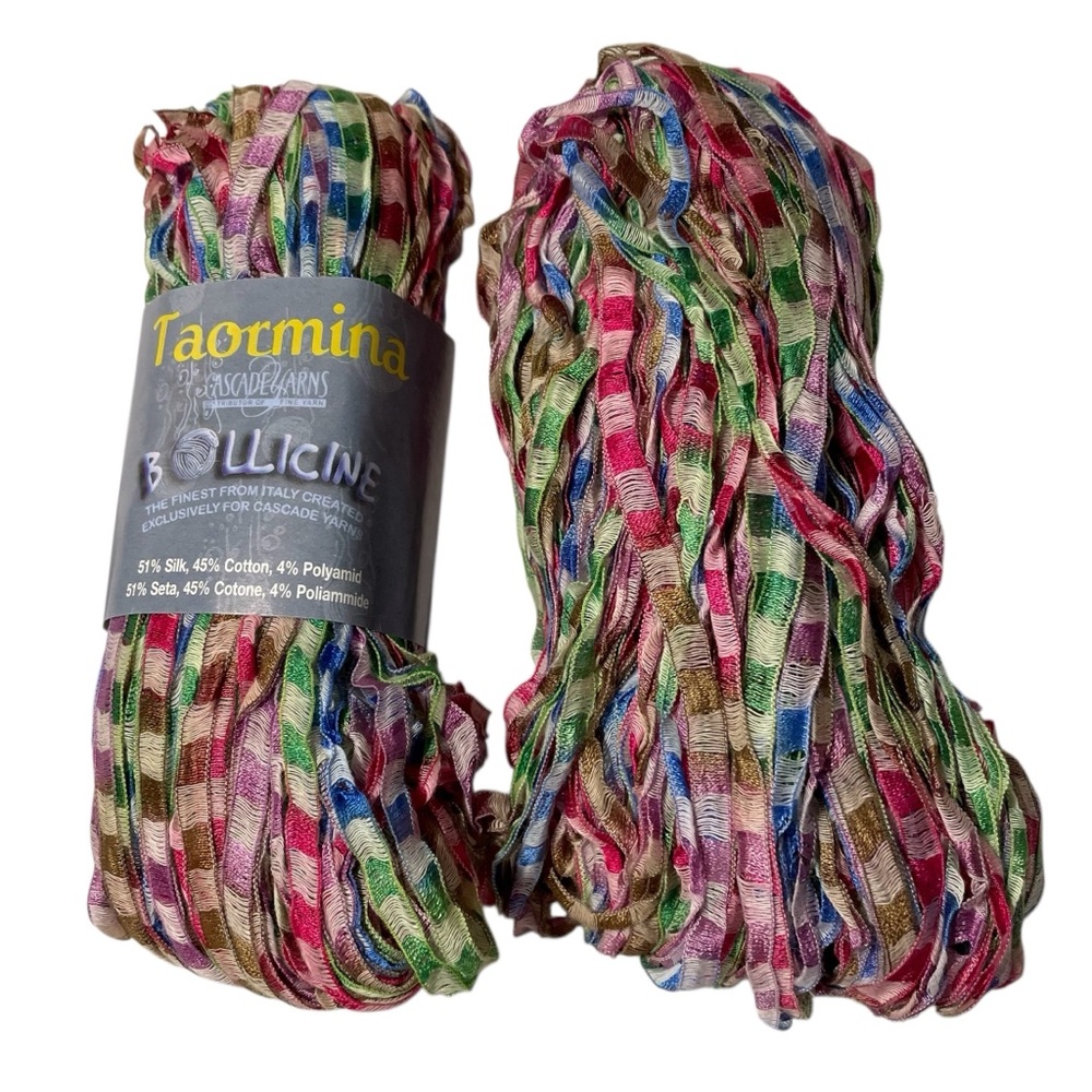 Cascade Yarns Taormina Bollici Silk Blend Bulky Plaid Ribbon Yarn Super